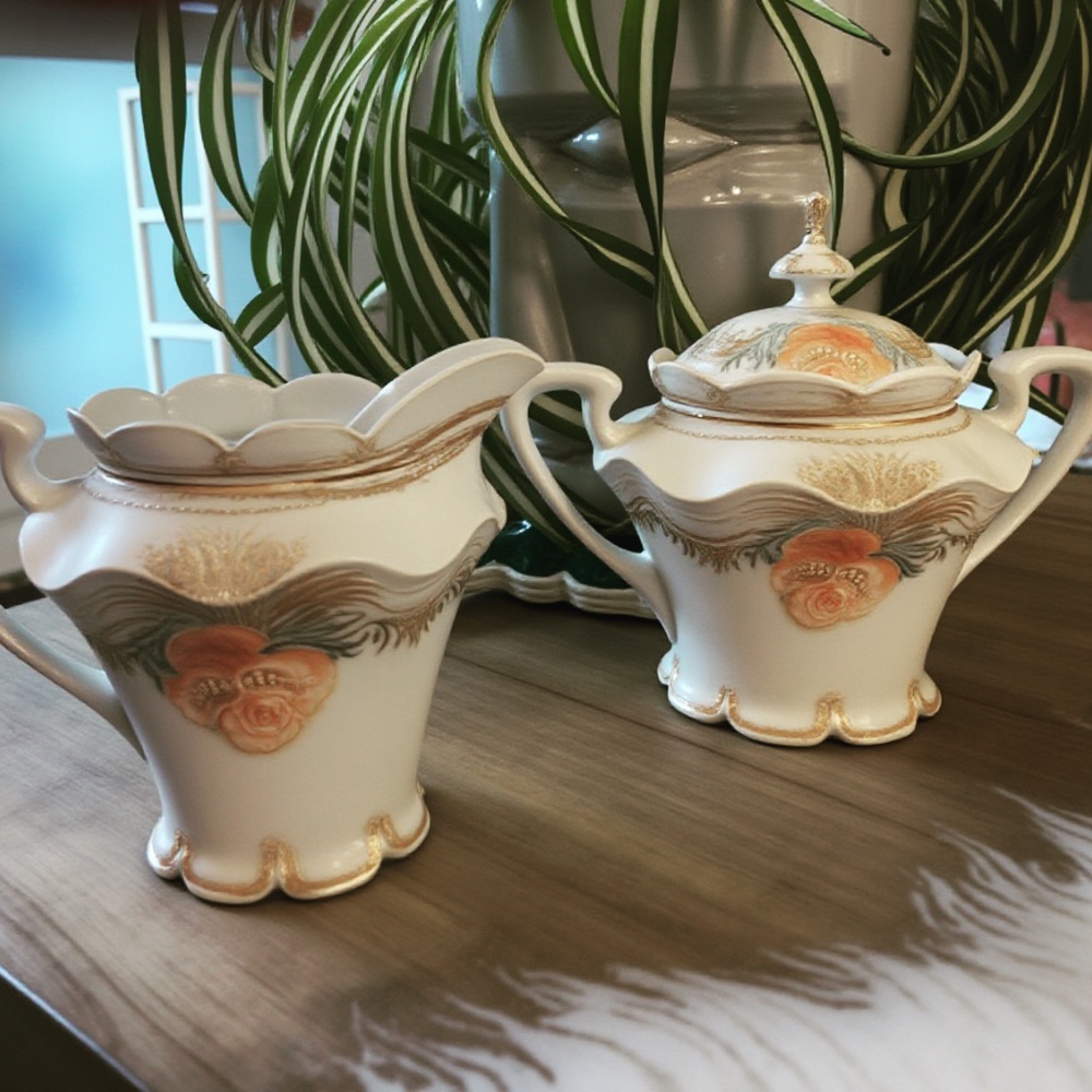 1880-1917 Prussian Creamer and Sugar Bowl Set